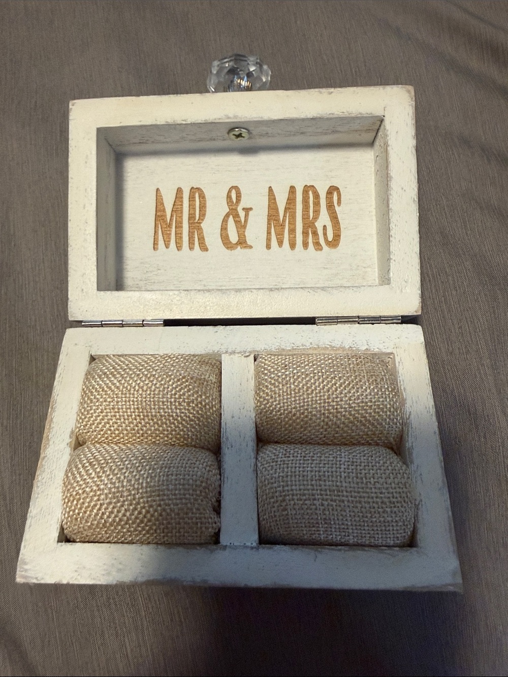 Rustic White 'Mr & Mrs' Ring Box by
